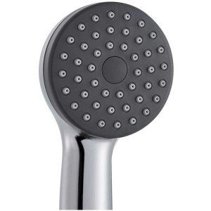 Pommeau de douche Diaqua chromé avec surface grise et buses autonettoyantes.