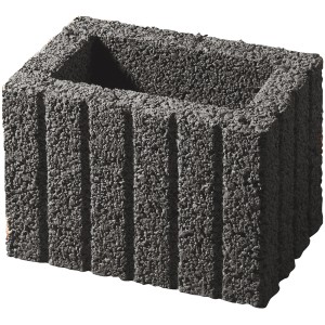 Mini blocco da piantare antracite (30x20x20 cm) con superficie scanalata per muri da giardino.