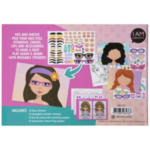 I Am Creative Stickerbuch A5: Make a Face Fashion zum kreativen Gestalten von Gesichtern mit wiederverwendbaren Stickern.