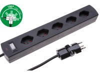 Safety-Line Multipresa 5 x con protezione sovraccarico e bambini Nero