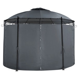 Gazebo rotondo Beliani Safara in acciaio grigio grafite con tende.