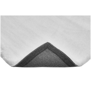 Tapis blanc Loano (60x120 cm) avec texture douce et bordure foncée.
