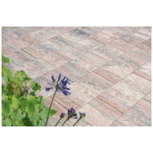 Piastrella per terrazza Diephaus Corso color conchiglia beige, 50x25x4 cm, posata come lastra per pavimentazione.