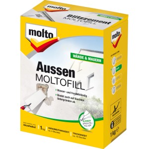 Molto Aussen Moltofill Spachtelpulver, 1 kg, für Ausbesserungen im Außenbereich an Wänden und Mauern.