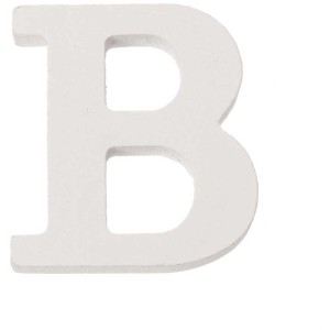 Lettera "B" bianca in MDF, altezza 5,5 cm, ideale per l'artigianato e la decorazione.