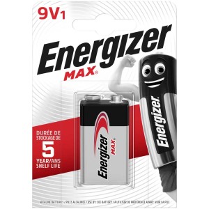 Pile Energizer Max 9V, lot de 1, pour appareils du quotidien.
