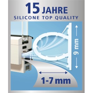 Tesamoll Premium Joint d'étanchéité flexible en silicone, blanc, 9x7mm, longueur 6m. Étanchéité des espaces de 1 à 7mm.