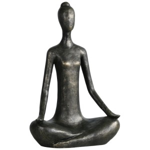 Gartec Gartenfigur Lady Yoga in Anthrazit/Bronze, 60,5 cm hoch, für entspannte Gartendeko.