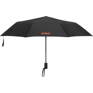 Parapluie OBI noir semi-automatique ouvert avec logo, Ø 98 cm.