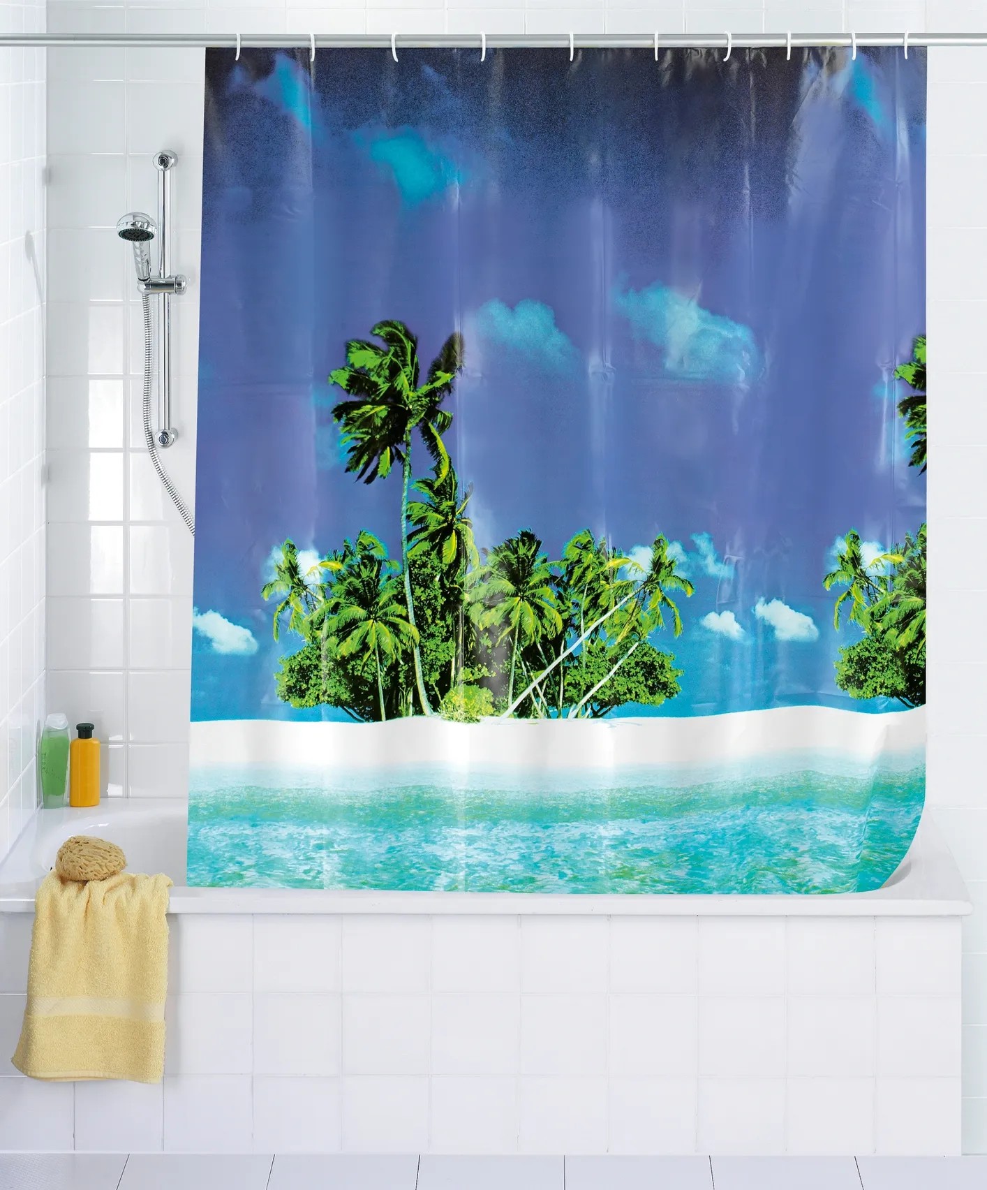 WENKO Rideau De Douche Anti-Moisissure Selfie Cat - Antibactérien, Lavable, 180x200cm Multicolore
