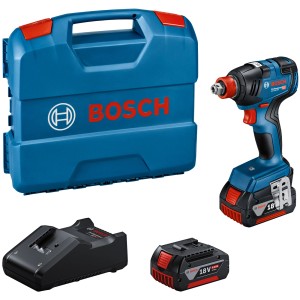 Set avvitatore a impulsi a batteria Bosch Professional GDX 18V-200 con batterie, caricabatterie e L-Case.