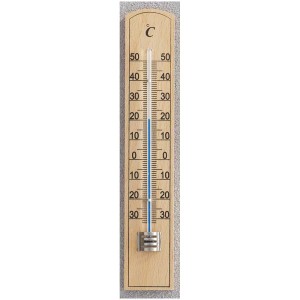 Termometro da interno Möller Therm in legno, colore naturale, 20 cm, per la visualizzazione della temperatura.