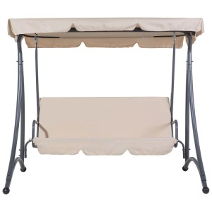 Dondolo da giardino Temple beige (169x190x120 cm) con struttura robusta per giardino e terrazza.