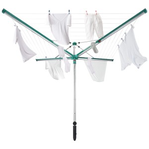 Séchoir rotatif Leifheit Linomatic 400 Deluxe avec linge, 40 m d'étendage, système Easy-Lift.