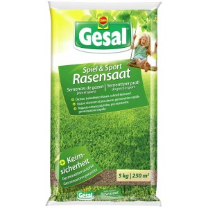 Gesal Semences de Gazon Jeux et Sports, sac de 5 kg pour un gazon résistant et à germination rapide.