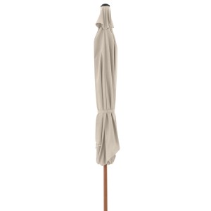 Doppler Kurbelschirm Life Wood Ø 300 cm Natur, chiuso. Ombrellone da balcone effetto legno.