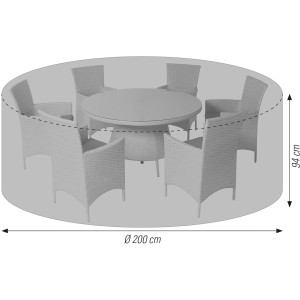 Copertura premium grigia Acamp per set di sedute rotondo (Ø 200 cm) per proteggere dagli agenti atmosferici.