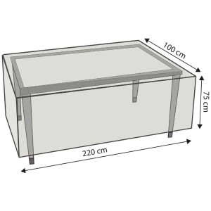 Copertura trasparente in PE per tavolo da giardino rettangolare, 220x100x75 cm.
