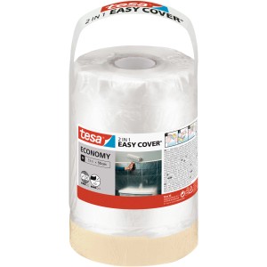 Tesa Easy Cover Economy M Recharge : Film de masquage avec ruban intégré pour travaux de rénovation.