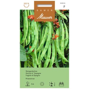 Sachet de graines de haricot Prizewinner : Haricots verts et fleurs rouges de cette variété de légume polyvalente.