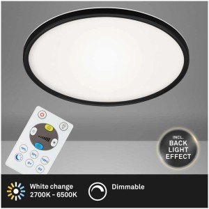 Pannello LED Brilo Slim nero con telecomando, dimmerabile e con controllo della temperatura colore.