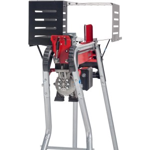Fendeuse électrique Al-Ko LSH 520/5, fendeuse horizontale avec coin de fendage rouge et pieds gris.