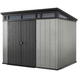 Casetta da giardino Keter Artisan, plastica, 226x277x218cm, con doppia porta e lucernari.