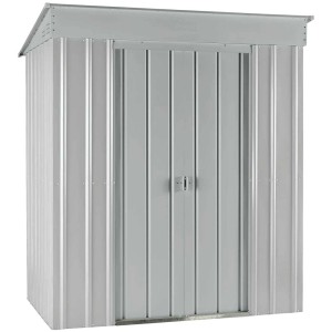 Abri de jardin en métal argenté (178x172x113cm) pour outils de jardin.