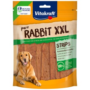 Vitakraft Pure Rabbit Strips XXL, 250g: Snack per cani fatto con 100% carne di coniglio, senza cereali.
