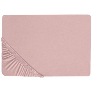 Drap-housse rose Beliani en coton, 200x200 cm, avec bord élastiqué.