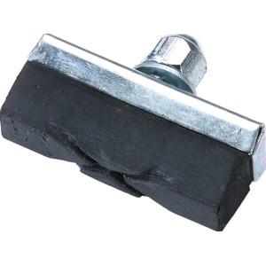 Patin de frein pour jante, 2 pièces, noir avec support argenté.