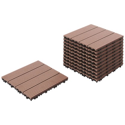 Beliani Terrassenfliesen Ateleta WPC Braun 30 x 30 cm / 11 Stk.