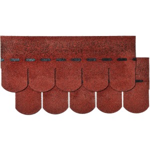 Bardeaux bitumés queue de castor rouges, 2 m²/paquet, pour toiture d'abris de jardin et pavillons.
