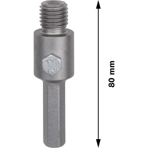 Attacco esagonale Pro Bosch per corone a tazza con M16, lunghezza 80mm.