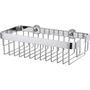 Mensola bagno Tesa Aluxx cromata in alluminio, cestello in filo metallico per accessori bagno.
