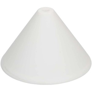 Cache-piton conique blanc (110x70 mm) avec serre-câble pour installation de lampe.