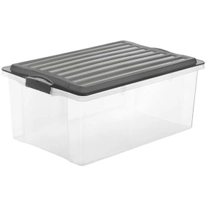 Rotho Stapelbox Compact, anthrazit, A3/38 Liter, aus Kunststoff, mit Deckel.