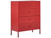 Beliani Cassettiera Enago Metallo Rosso (HxLxP) 102 x 80 x 40 cm
