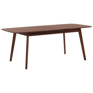 Table de salle à manger extensible Madox en noyer avec pieds en bois.