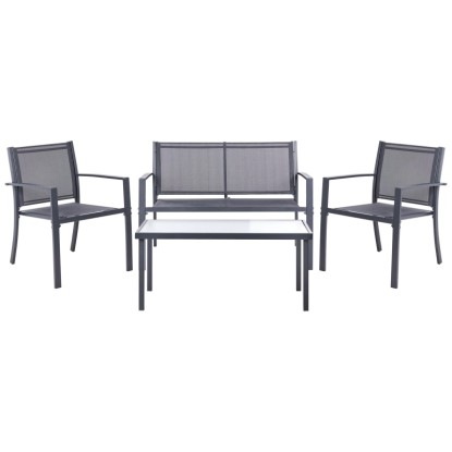 Beliani Lounge-Set 4-Sitzer Tavoleto Stahl Dunkelgrau