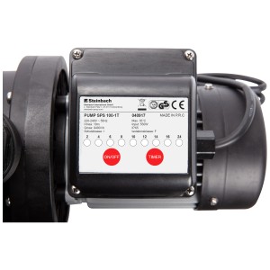Gros plan du système de filtration Steinbach Comfort 75 avec commandes pour filtre de piscine.