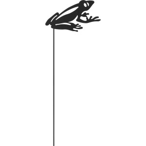 Dunkelgrauer Gartenstecker mit Frosch-Silhouette aus Eisen, 30 cm hoch.