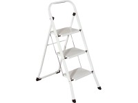 Klapptritt 3 Stufen Stahl Weiss Höhe 105,5 cm