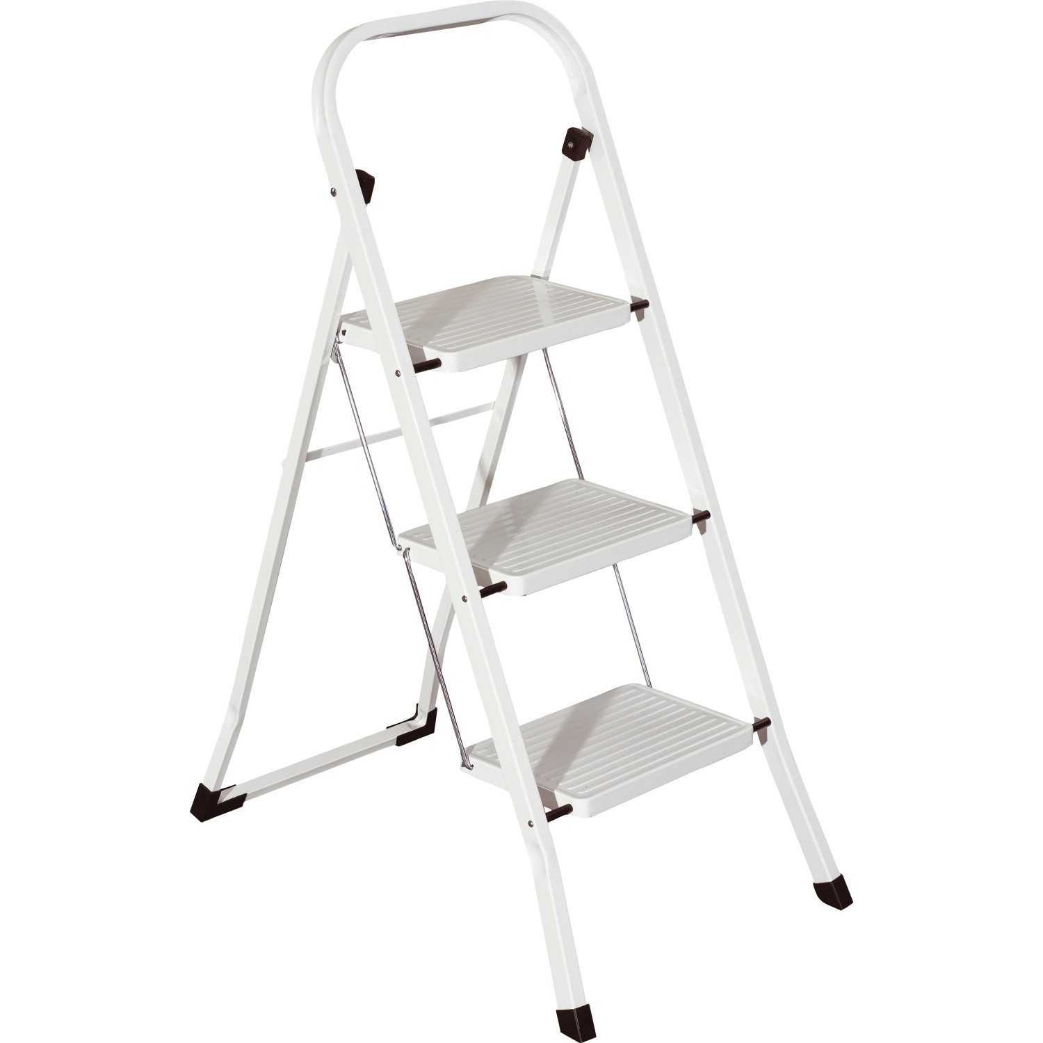 Scala Pieghevole A 3 Livelli - Fino A 150 Kg, Gradini Antiscivolo XXL, Manico Lungo, Acciaio Verniciato, Nero - Foto 6