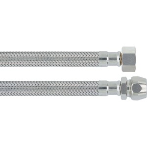 Tuyau de raccordement flexible LUX pour robinetterie, longueur 1000 mm, avec raccords G 3/8 et 8 mm.
