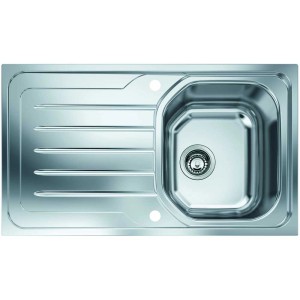 Lavello in acciaio inox Franke Onda Line OLX 611-86 con gocciolatoio a sinistra.
