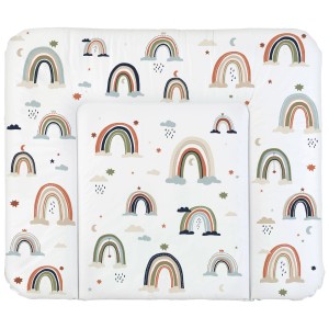 Large matelas à langer Rotho Boho Rainbow avec motif arc-en-ciel coloré pour commode à langer.