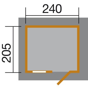 Pianta OBI Outdoor Living casetta da giardino in legno Bozen, 240x235 cm, non trattata.