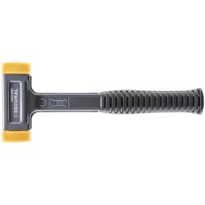 Maillet à embouts Halder Secural, 30x40 mm, anti-rebond, avec inserts en polyuréthane jaune.