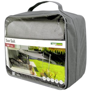 Voile d'ombrage Windhager Capri emballée, carrée, 4x4 m, grise. Idéale pour jardin et terrasse.